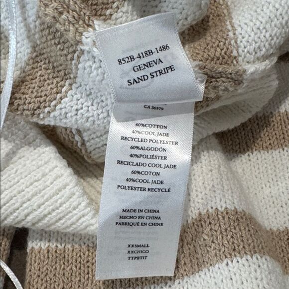 NWT Rails Geneva Striped Cotton-Blend Cardigan Sand Stripe XXS OVERSIZED - Picture 13 of 14